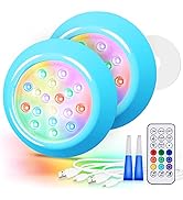 LyLmLe Rechargeable LED Pool Lights, 5.9" RGBW Submersible Led Lights with Remote, Run up to 40 H...