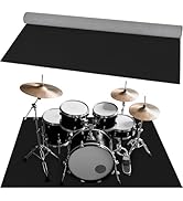 Drum Rug, 4Ft x 5.3Ft Drum Mat Drum Carpet with Soundproof TPR Grip Bottom Music Rug for Drummers...