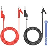 ALLmeter Banana Plug to Alligator Clip Test Lead Cable Braided Wire,1m/3.3ft,15A 1000V, Insulated...