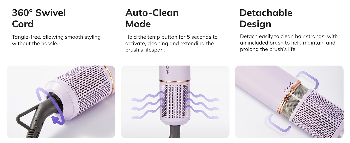 360° Swivel Cord, Auto-Clean Mode, Detachable Design