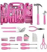 Pink Tool Set for Women, 136-Piece Household Small Tool Set, Toolbox Storage for Home Repairs, Po...