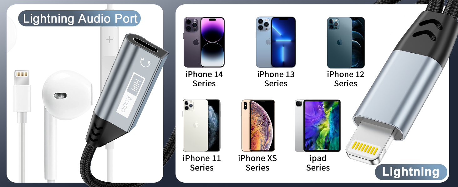 Apple MFi Certified Dual Lightning Splitter for iPhone/Pad - Audio