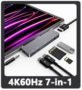 USB C HUB for iPad Pro M4/M2/M1 13/11/12.9,iPad Air 5,7 in 1 iPad Pro Adapter with 4K 60Hz HDMI,3...