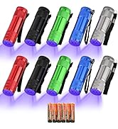 yikosam 10 Pcs UV Black Light Flashlights, 9 Led 395-400nm Mini Blacklight Handheld Portable Torc...