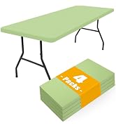 Smiry 4 Pack Rectangle Picnic Table Cloth, Waterproof Elastic Fitted Tablecloths, Washable Polyes...