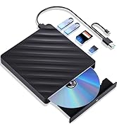 5 in 1 External Blu Ray Drive, Portable Blu Ray Player with USB 3.0 Type-C, CD DVD Burner 3D Blu ...