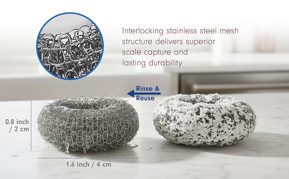 Interlocking stainless steel mesh structure delivers superior scale capture and lasting durability