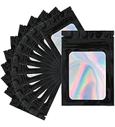 joycraft 100 Pcs Mylar Bags, Holographic Packaging Bags, Resealable Smell Proof Bags, Jewelry Pou...
