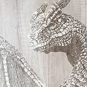 screened image of dragon on wood