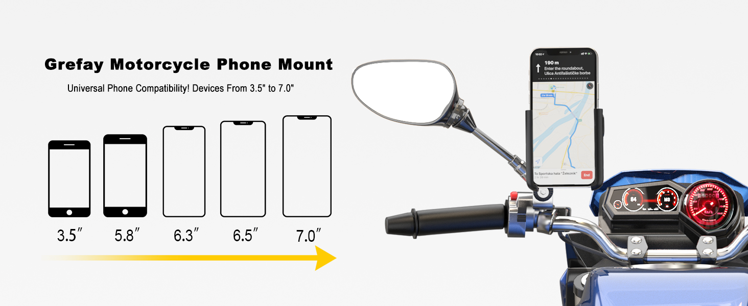 PB05ET Motorcycle Mirror Phone Mount