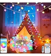echosari Smart Cluster Lights Plug in, 10ft 60 LED Star Fairy Lights RGB Built in Chip with App R...
