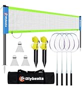 Portable Outdoor Badminton Net Set with 20 * 3 ft Durable PE Net, 5.1ft Heavy Duty Steel Poles, 4...