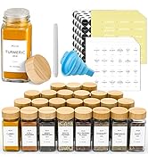 NETANY 24 Pcs Spice Jars with Labels - 4 oz Glass Spice Jars with Bamboo Lids, Minimalist Farmhou...