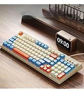 SEUNKWANG EWEADN G98 RGB Gaming Keyboard Wired, Retro Creamy Membrane Keyboards with Media Knob, ...