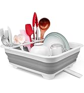 Collapsible Dish Drying Rack with Drain Plug Tube, Portable Dish Drainers for Kitchen Counter, Fo...
