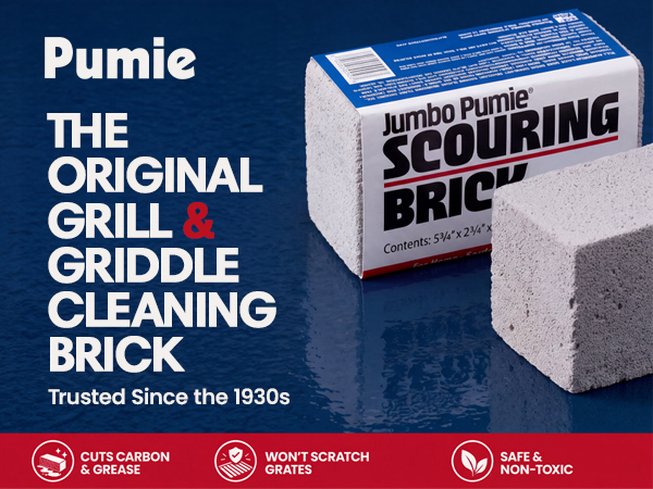 PUMIE Jumbo Scouring Brick, Large Scale Heavy Duty Pumice Cleaning Brick for Flat Top Grill