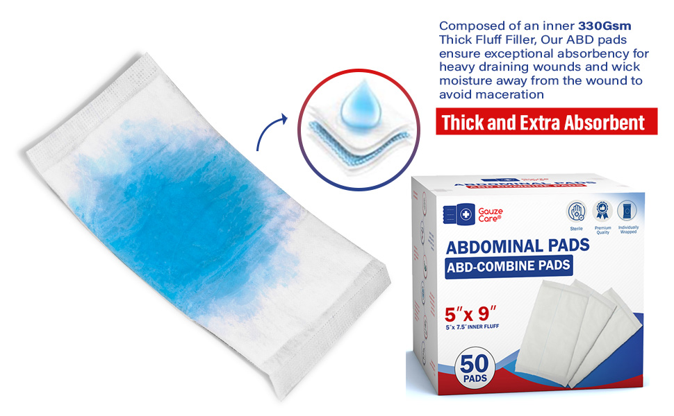 Good absorbency of abd pads. 