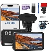 Dash Cam Front and Rear, Dash Camera for Cars WiFi/APP Control Dual Dashcam W/ 64GB Card, 2.5K Da...