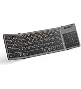 GEODMAER Foldable Bluetooth Keyboard, Portable Full Size Folding Keyboard with Touchpad, Numeric ...