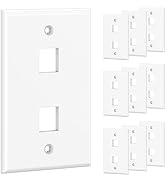 [UL Listed] Cable Matters 10-Pack Low Profile 2-Port Keystone Jack Wall Plate, RJ45 Wall Plate fo...