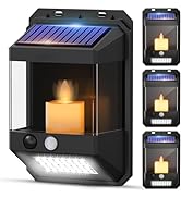 VIODAIM Candlelight Flickering Solar Wall Lights Outdoor Motion Lights, Dual-Mode Fence Lights So...