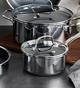 Blue Diamond Hybrid Nonstick Stainless Steel 12 Piece Cookware Set, Tri-Ply PFAS-Free Ceramic Dia...