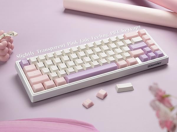 Mechanica Keyboard Keycaps Pink, Jelly PBT Keycaps, Translucent Jade Keyboard Key caps
