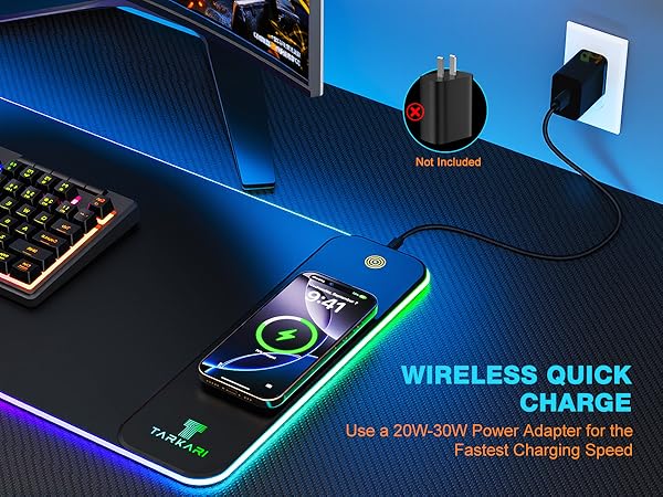 TARKARI Magnetic Wireless Charging RGB Mouse Pad