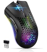 VEGCOO Wireless Gaming Mouse, Silent Click Gaming Mouse Wireless Rechargeable with 5 Lights Modes...