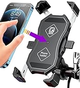 BRCOVAN Motorcycle Phone Mount, Bike Phone Holder, with Aluminum Alloy Handlebar Mounting Base, O...