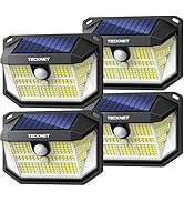 TECKNET 231 LED Solar Motion Lights Outdoor Waterproof, 4 Pack 300° Angle &amp; 3 Lighting Modes PIR ...