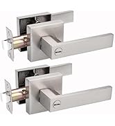 JO.KO Keyless Entry Door Lock, Square Door Lever for Bedroom, Passage Door Privacy Locking Interi...
