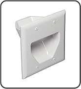 DATA COMM Electronics 45-0002-WH 2-Gang Recessed Low Voltage Wall Plate Cable Pass Through, Conce...