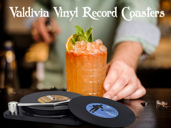 Valdivia Retro Vinyl Record Coasters 