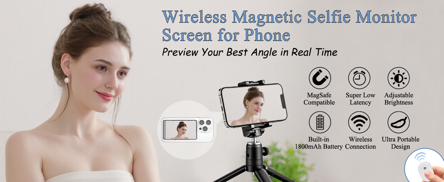 wireless magnetic selfie monitor screen