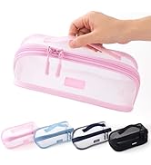 CICIMELON Transparent Mesh Pencil Pouch with Handle Big Case Clear Pen Bag College Essentials Sch...