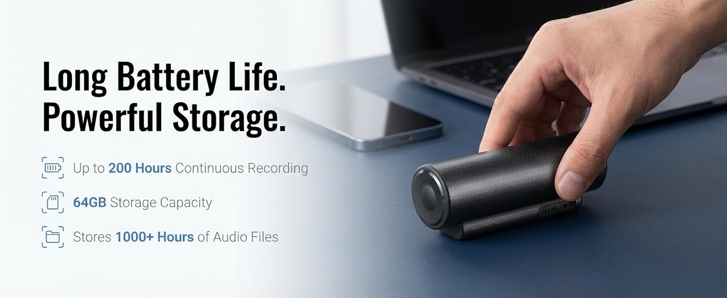 long battery life 64gb powerful storage sound activated recorder meeting recording devices