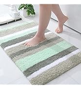 Buganda Microfiber Striped Bathroom Rugs Bath Mat, Extra Thick, Soft and Shaggy, Absorbent, Machi...