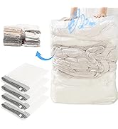FYY Vacuum Storage Bags, 4 Pack Jumbo Space Saver Bags Double-Zip Vacuum Sealer Bags Compression ...
