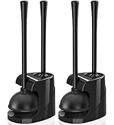 Toilet Plunger and Brush, Bowl Brush and Heavy Duty Toilet Plunger Set with Ventilated Holder, 2-...