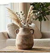 Klabelle Ceramic Flower Vase with Handle - Home Decor Vintage Vases for Living Room Bedroom Kitch...