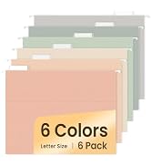 SUNEE Hanging File Folders, 6 Pack Letter Size Hanging File Folders with 1/5-Cut Tabs, Ideal for ...