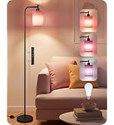 GOEBLESON Dimmable Floor Lamp for Living Room with Remote and Foot Switch, Modern Standing, Corne...