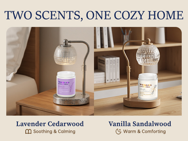 wickless candle warmer lamp soy wax scented non toxic vanilla sandalwood lavender cedarwood