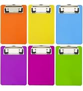 4x6in Mini Clipboards, 6 Pack Plastic Small Clipboards, Translucent A6 Size Mini Clipboard with R...