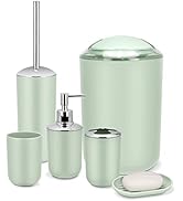 IMAVO Bathroom Accessory Set - 6 Piece Green Bathroom Accessories Set with Trash Can, Soap Dispen...