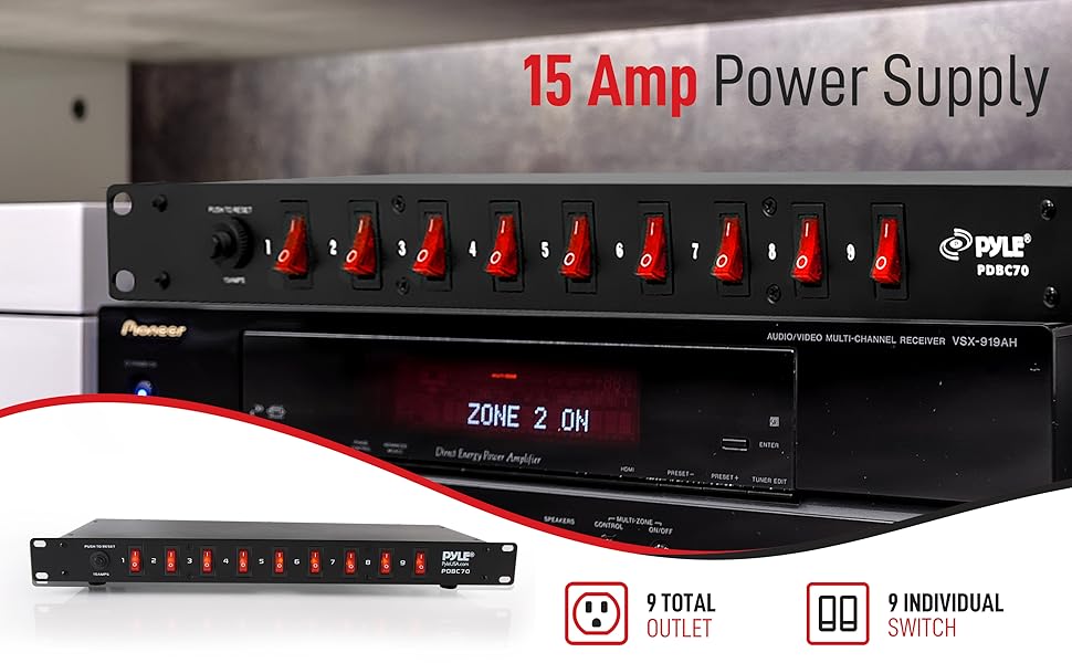 PDU Power Strip Surge Protector - 150 Joule 9 Outlet Strips Surge Protector Heavy Duty Electric
