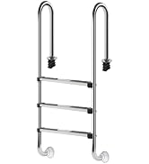 Swimming Pool Ladder,3-Steps In-ground Stainless Steel Pool Ladder for Indoor/Outdoor Swimming Po...