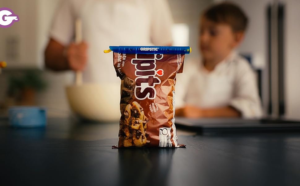 Bag of chocolate chips sealed with GripStic