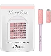 MelodySusie 50 Pcs Nail Drill Bits Small Sanding Bands with 3.1mm Mandrel Bit, 180 Fine Grit Nail...